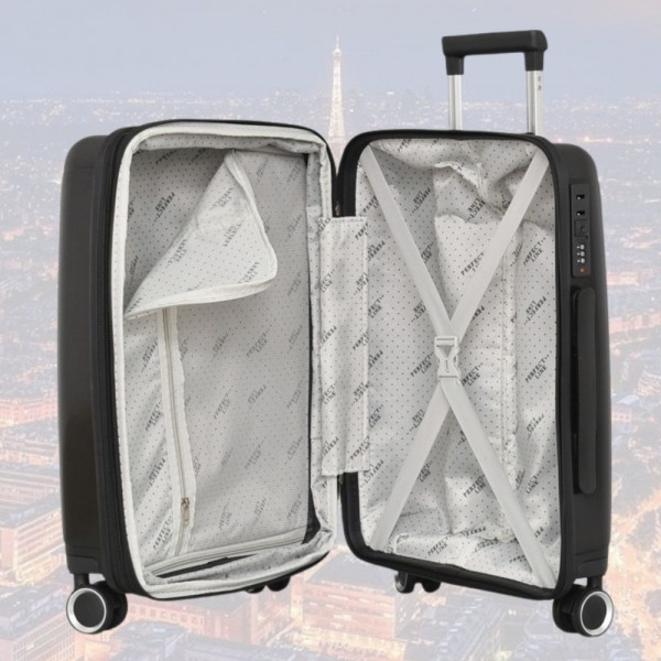 Практични авио куфари с четири колелца, въртящи се нa 360 градуса, полипропилен - GREY 2333-1/ 20+24 инча